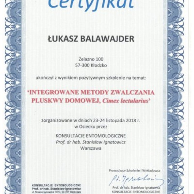 Certyfikat pozytywnego ukończenia szkolenia 