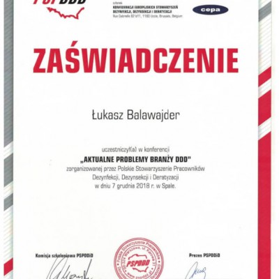 Zaświadczenie o uczestnictwie w konferencji 