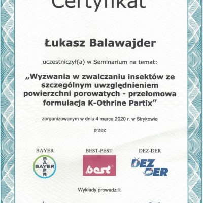 Certyfikat uczestnictwa w seminarium